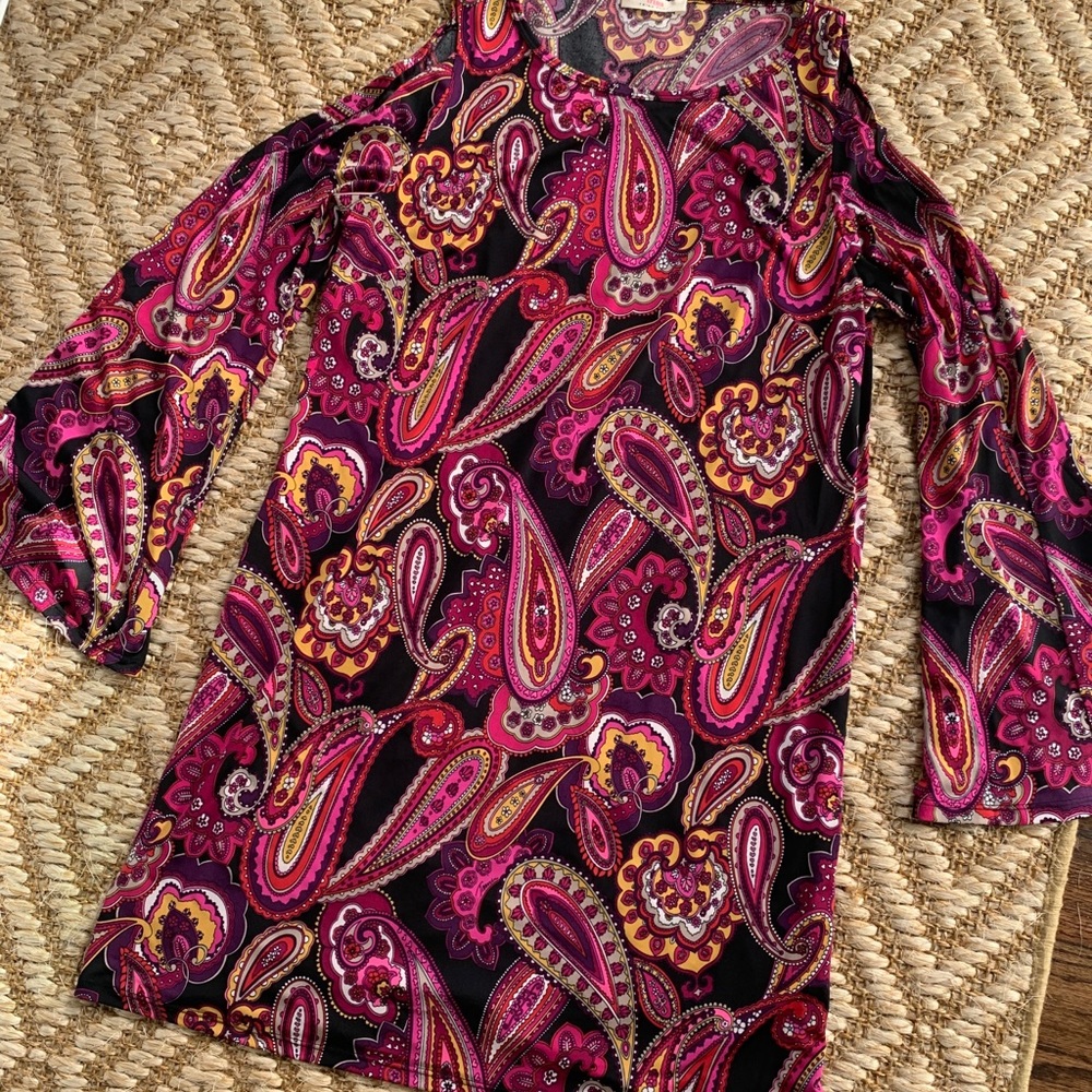 Trina Turk paisley cold shoulder dress